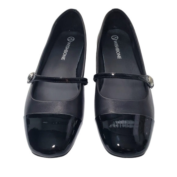 WISHBONE - Black Leather - Ballerina - Mary Jane - Flats - Size 10 - Picture 8 of 9
